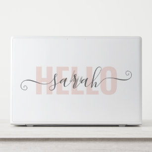Modern Pastel Pink Beauty Hello And Your Name HP Laptop Skin