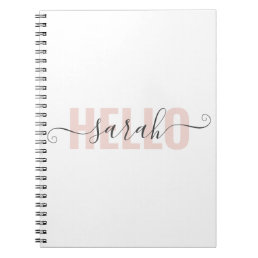 Modern Pastel Pink Beauty Hello And Your Name Notebook