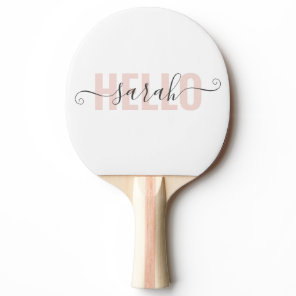 Modern Pastel Pink Beauty Hello And Your Name Ping Pong Paddle