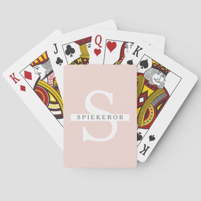 Modern Pastel Pink Beauty Personalized Name Poker Cards (Back)