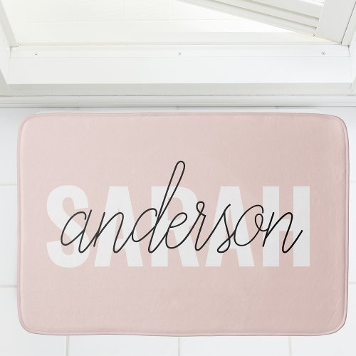 Modern Pastel Pink Beauty Personalized You Name Bath Mat