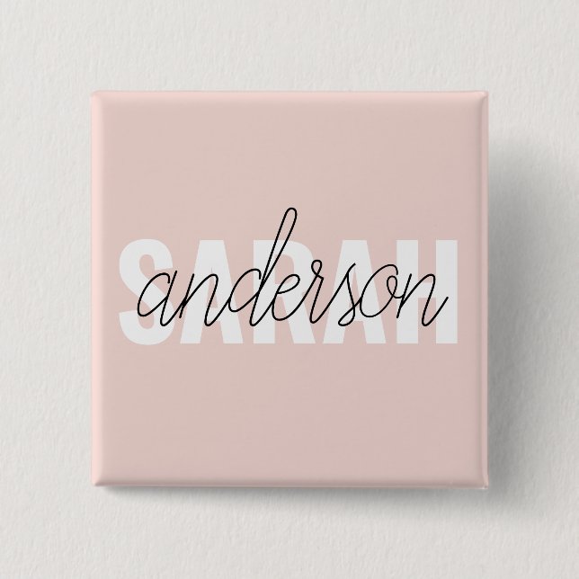 Modern Pastel Pink Beauty Personalized You Name Button (Front)