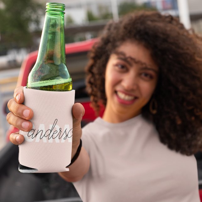 Modern Pastel Pink Beauty Personalized You Name Can Cooler (Creator Uploaded)