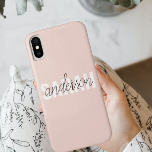 Modern Pastel Pink Beauty Personalized You Name iPhone XS Case