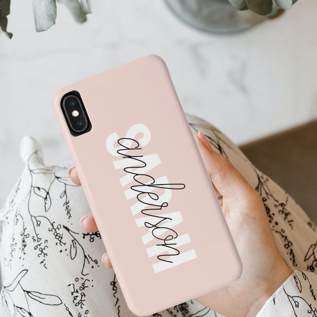 Modern Pastel Pink Beauty Personalized You Name Case-Mate iPhone Case (Creator Uploaded)
