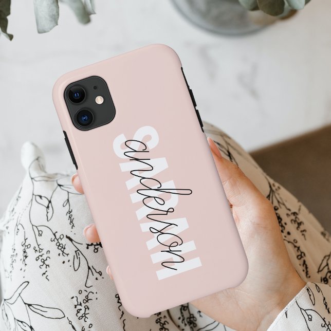 Modern Pastel Pink Beauty Personalized You Name Case-Mate iPhone Case (Creator Uploaded)