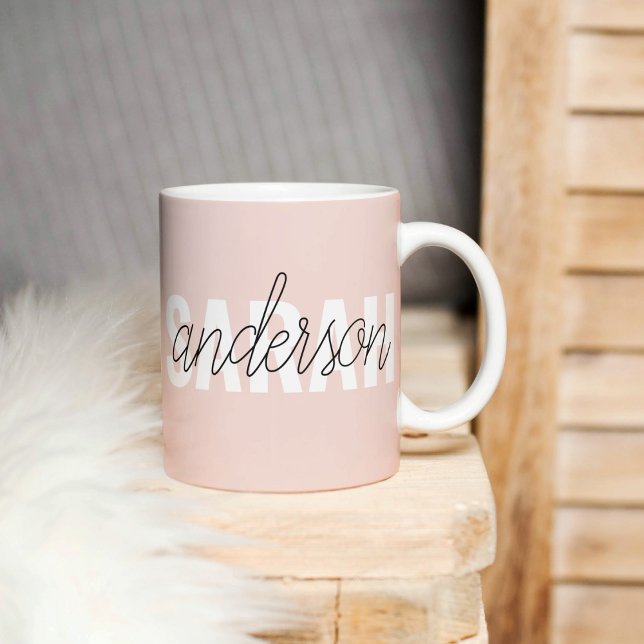Modern Pastel Pink Beauty Personalized You Name Coffee Mug (Creator Uploaded)