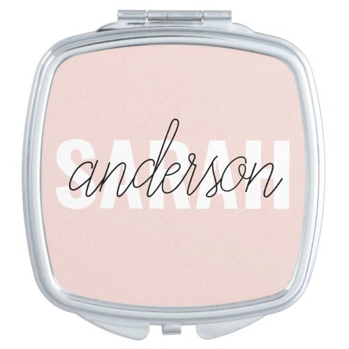 Modern Pastel Pink Beauty Personalized You Name Compact Mirror