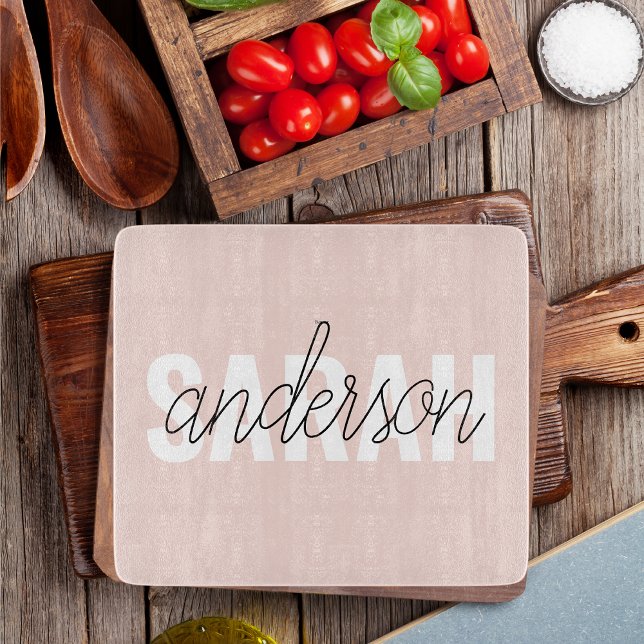 Modern Pastel Pink Beauty Personalized You Name Cutting Board (Creator Uploaded)
