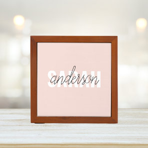 Modern Pastel Pink Beauty Personalized You Name Desk Organizer