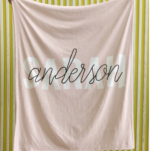 Modern Pastel Pink Beauty Personalized You Name Fleece Blanket