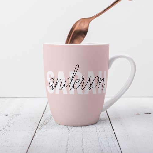 Modern Pastel Pink Beauty Personalized You Name Latte Mug