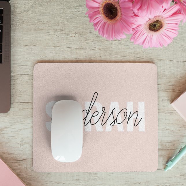 Modern Pastel Pink Beauty Personalized You Name Mouse Pad (Creator Uploaded)