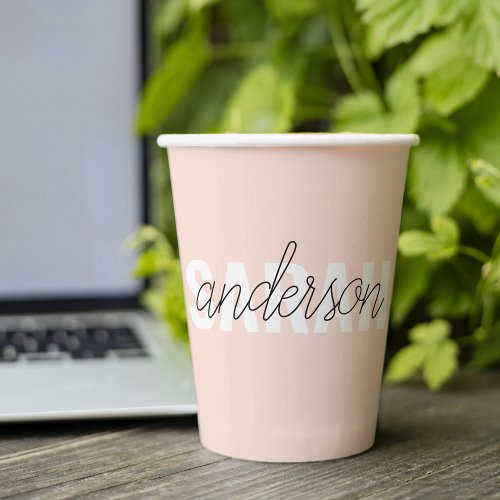 Modern Pastel Pink Beauty Personalized You Name Paper Cups