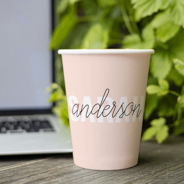Modern Pastel Pink Beauty Personalized You Name Paper Cups (Creator Uploaded)