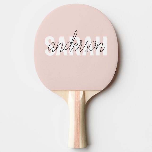 Modern Pastel Pink Beauty Personalized You Name Ping Pong Paddle (Front)