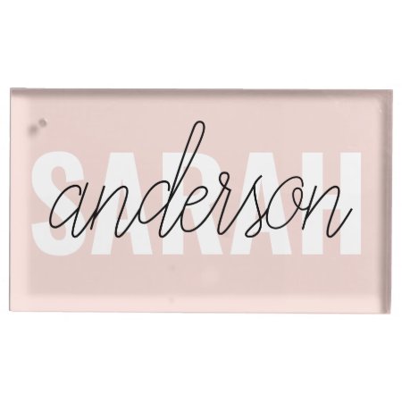 Modern Pastel Pink Beauty Personalized You Name Place Card Holder