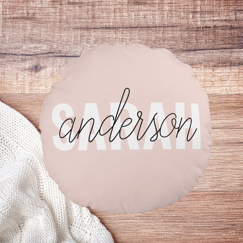 Modern Pastel Pink Beauty Personalized You Name Round Pillow