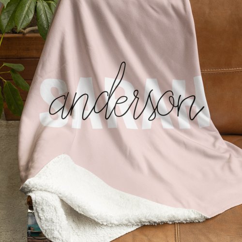 Modern Pastel Pink Beauty Personalized You Name Sherpa Blanket