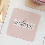 Modern Pastel Pink Beauty Personalized You Name Square Paper Coaster<br><div class="desc">Modern Pastel Pink Beauty Personalized You Name</div>