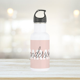 Modern Pastel Pink Beauty Personalized You Name Stainless Steel Water Bottle