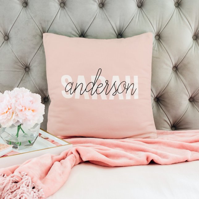 Modern Pastel Pink Beauty Personalized You Name Throw Pillow (Creator Uploaded)