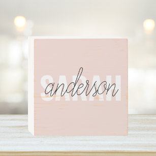 Modern Pastel Pink Beauty Personalized You Name Wooden Box Sign