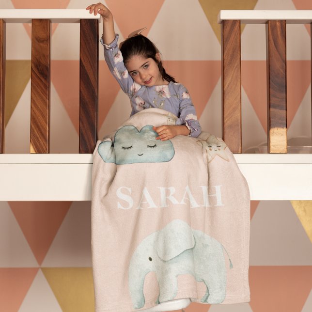 Modern Pastel Pink & Blue Child Name Baby Blanket (Creator Uploaded)