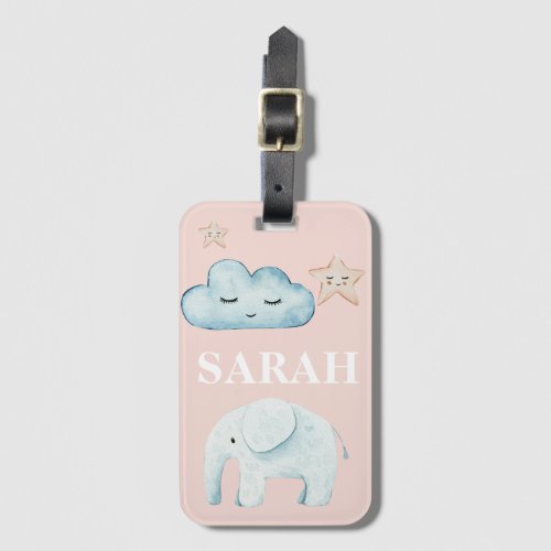 Modern Pastel Pink  Blue Child Name Luggage Tag