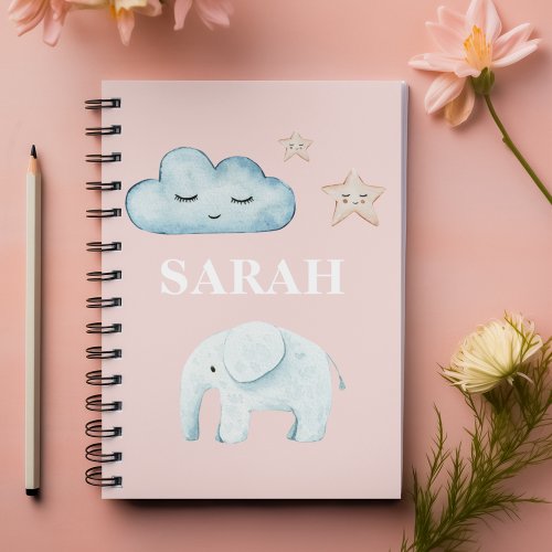 Modern Pastel Pink  Blue Child Name Notebook