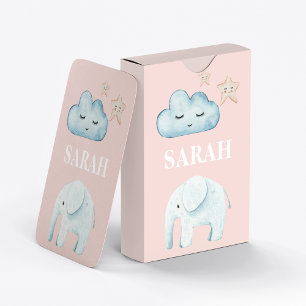 Modern Pastel Pink & Blue Child Name Poker Cards