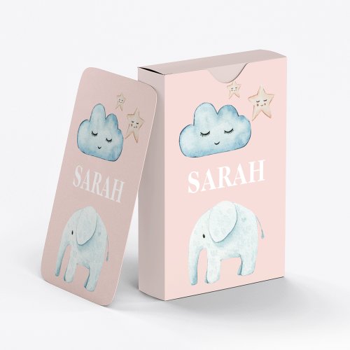 Modern Pastel Pink  Blue Child Name Poker Cards