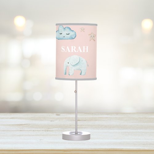 Modern Pastel Pink  Blue Child Name Table Lamp