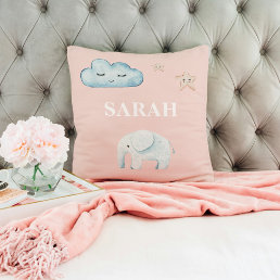 Modern Pastel Pink &amp; Blue Child Name Throw Pillow