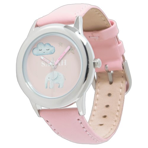 Modern Pastel Pink  Blue Child Name Watch