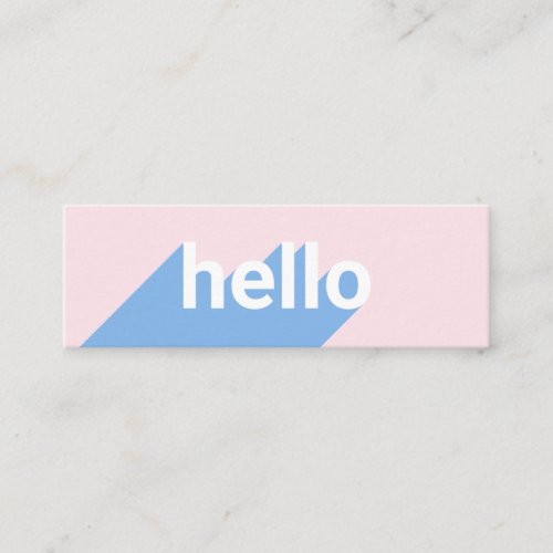 Modern pastel pink blue trendy hello typography mini business card