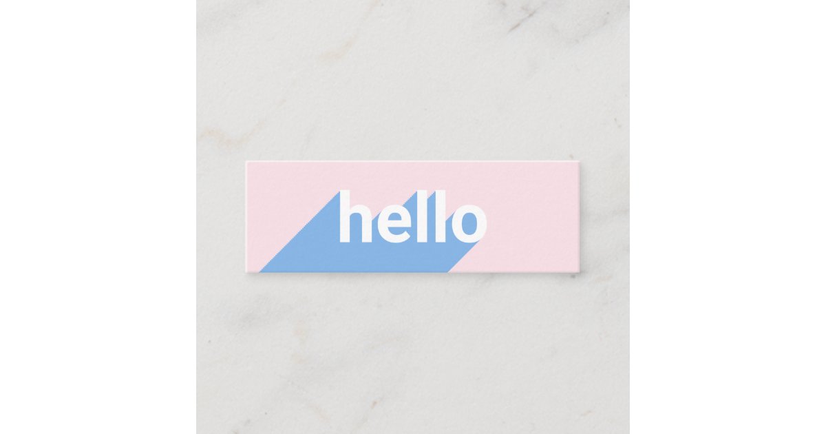 Modern pastel pink blue trendy hello typography mini business card | Zazzle
