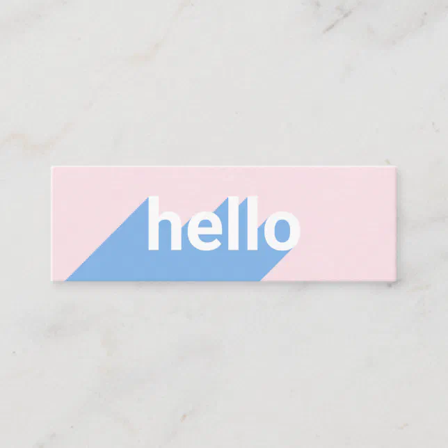 Modern pastel pink blue trendy hello typography mini business card | Zazzle