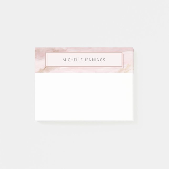 Modern Pastel Pink Brush Stroke Post-it Notes (Front)