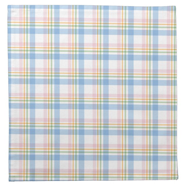 Modern Pastel Pink Check Gingham Christmas Cloth Napkin (Front)