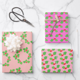 Modern Pastel Pink Christmas Wrapping Paper Sheets