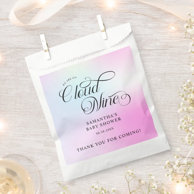 Modern Pastel  Pink Cloud Nine Baby Shower Favor Bag (Clipped)