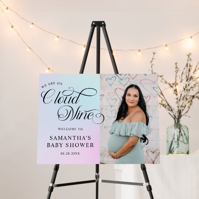 Modern Pastel  Pink Cloud Nine Baby Shower Foam Board (In Situ (Stand))