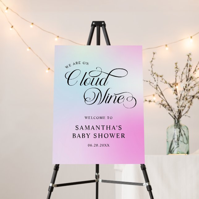 Modern Pastel  Pink Cloud Nine Baby Shower Foam Board (In Situ (Stand))