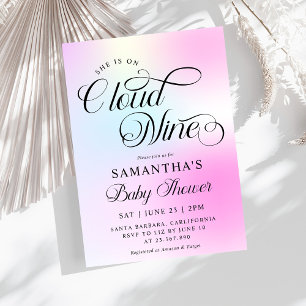 Modern Pastel  Pink Cloud Nine Baby Shower Invitation