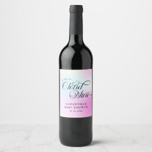 Modern Pastel  Pink Cloud Nine Baby Shower Wine Label