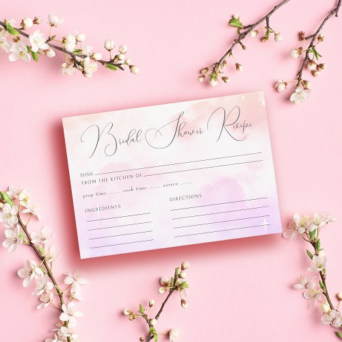 Modern Pastel Pink Cloud Nine Bridal Shower Recipe Enclosure Card