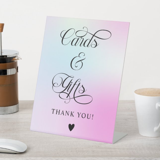 Modern Pastel Pink Cloud Nine Cards & Gifts Pedestal Sign (In SItu)