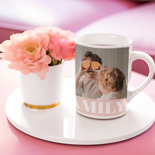 Modern Pastel Pink Family Photo Gift Coffee Mug