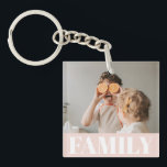 Modern Pastel Pink Family Photo Gift Keychain<br><div class="desc">Modern Pastel Pink Family Photo Gift</div>